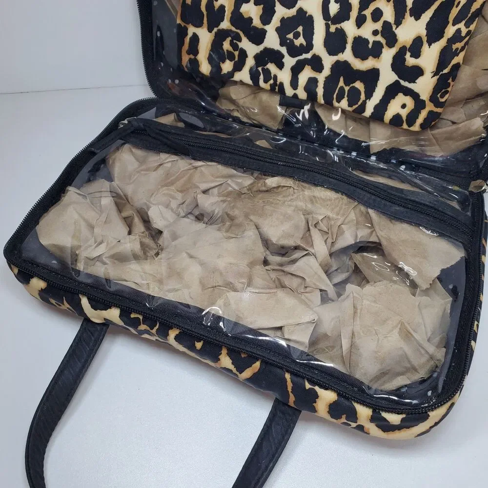 Victoria's Secret Large Travel Toiletry Bag Make-up Bag Leopard Print 90s Y2K